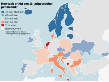 ESPAD: Nederlandse jongeren drinken vaker en meer per keer dan Europese leeftijdsgenoten 