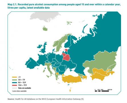 WHO: alcoholgebruik in Europa nog steeds hoogste in de wereld