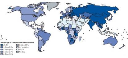 Wereldwijd meer dan 1 op de 25 kankergevallen alcoholgerelateerd